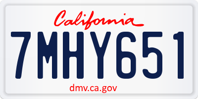 CA license plate 7MHY651