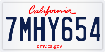 CA license plate 7MHY654
