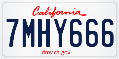 CA license plate 7MHY666