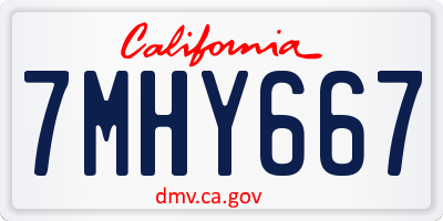 CA license plate 7MHY667