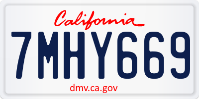 CA license plate 7MHY669