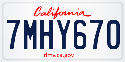 CA license plate 7MHY670