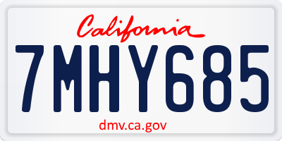 CA license plate 7MHY685
