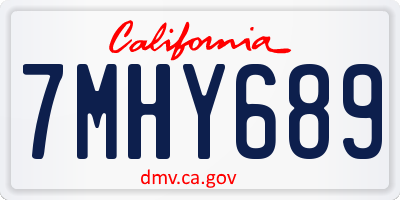 CA license plate 7MHY689