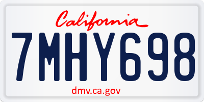 CA license plate 7MHY698