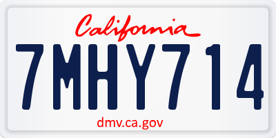 CA license plate 7MHY714