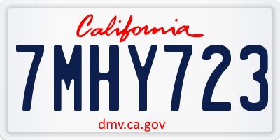 CA license plate 7MHY723