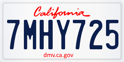 CA license plate 7MHY725