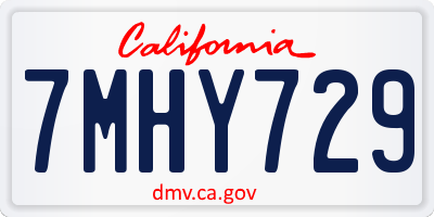 CA license plate 7MHY729