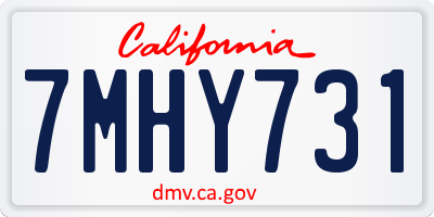 CA license plate 7MHY731