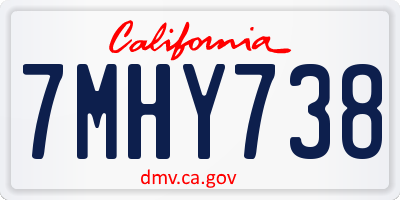 CA license plate 7MHY738