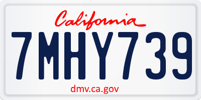 CA license plate 7MHY739