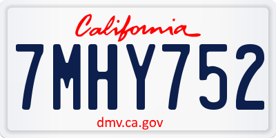 CA license plate 7MHY752