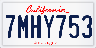 CA license plate 7MHY753