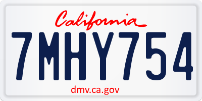 CA license plate 7MHY754