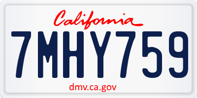 CA license plate 7MHY759