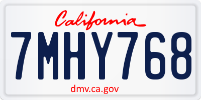 CA license plate 7MHY768