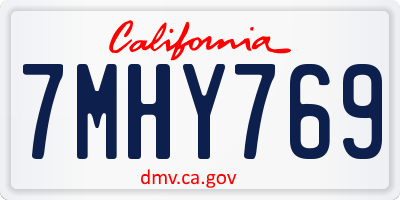 CA license plate 7MHY769