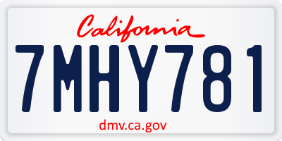 CA license plate 7MHY781