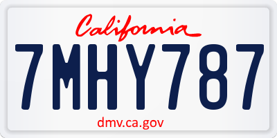 CA license plate 7MHY787