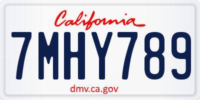 CA license plate 7MHY789