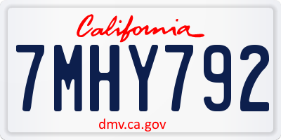 CA license plate 7MHY792