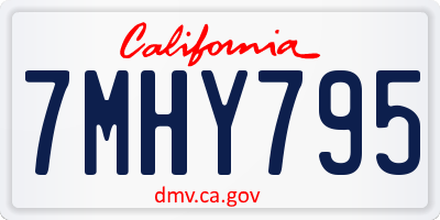 CA license plate 7MHY795