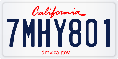 CA license plate 7MHY801