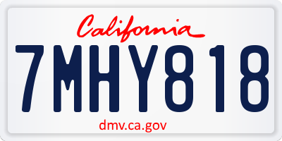 CA license plate 7MHY818