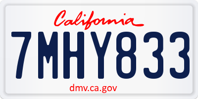 CA license plate 7MHY833