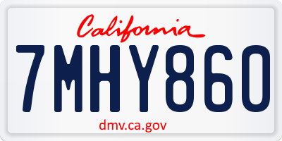 CA license plate 7MHY860