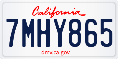 CA license plate 7MHY865