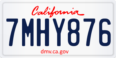 CA license plate 7MHY876