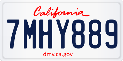 CA license plate 7MHY889