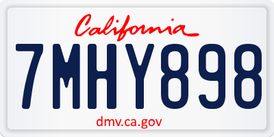 CA license plate 7MHY898