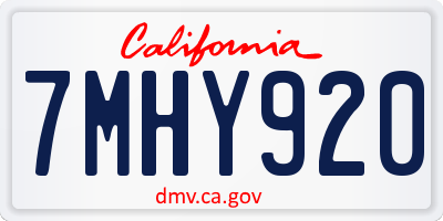 CA license plate 7MHY920
