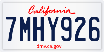 CA license plate 7MHY926