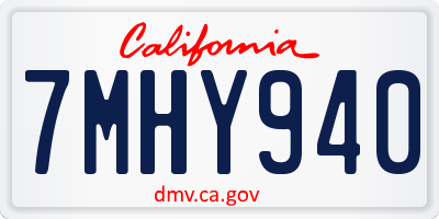 CA license plate 7MHY940