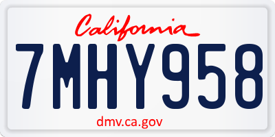CA license plate 7MHY958