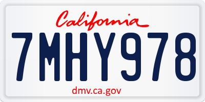 CA license plate 7MHY978