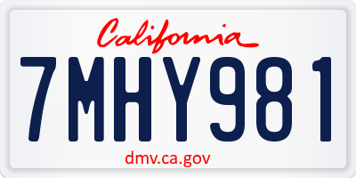 CA license plate 7MHY981