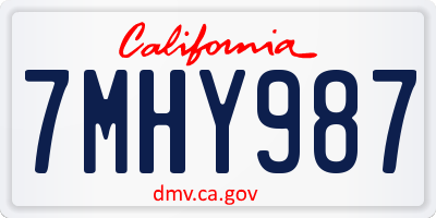 CA license plate 7MHY987