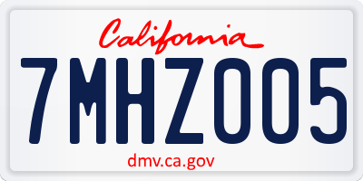 CA license plate 7MHZ005