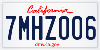 CA license plate 7MHZ006