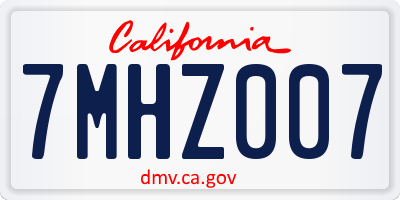 CA license plate 7MHZ007