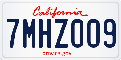 CA license plate 7MHZ009