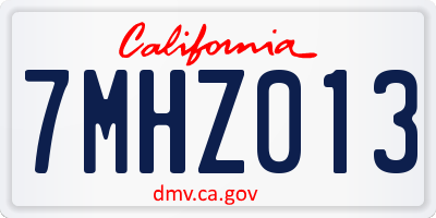 CA license plate 7MHZ013