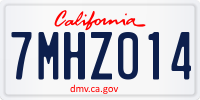 CA license plate 7MHZ014