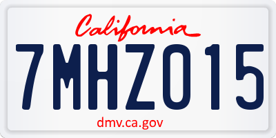 CA license plate 7MHZ015
