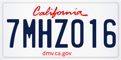 CA license plate 7MHZ016